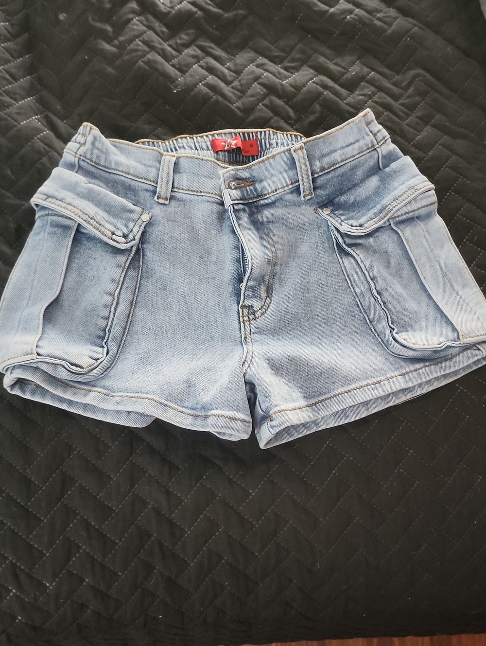 Roma Light Blue Denim Cargo Pocket Shorts
